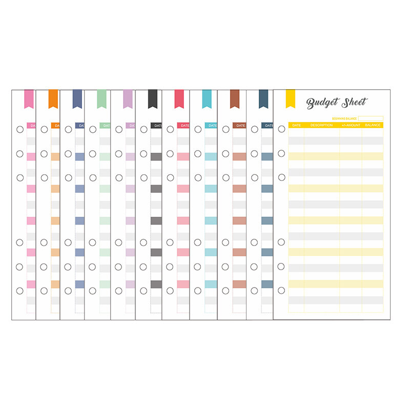 A6 Budget Binder Kits Notebook DIY Diary Planner Organizer 8pcs Pockets School Supplier 2Pcs French Alphabet Stickers