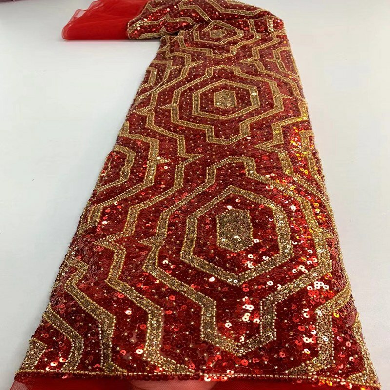 Тюлевая кружевная ткань с бусинами ручной работы и блестками 2022 Высококачественная французская сетчатая кружевная ткань для женщин на свадьбу TS9910