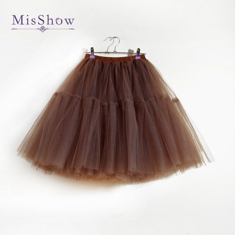 MisShow-Saia curta tutu macia de tule feminino, cintura alta, pettiskirt inchado, vestido de baile, vestido tutu de dança, 6 camadas