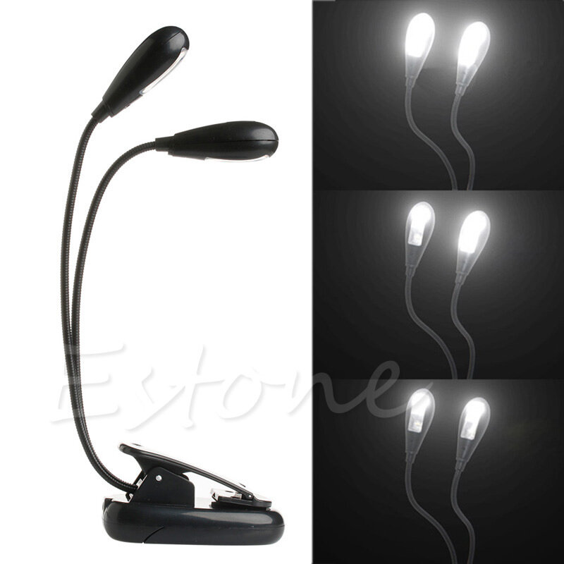 Flexible 2 Dual Arme Clip Auf 4 LED 8 LED Licht Lampe für Buch Lesen Tablet Lampe Camping Wandern Lampe lampe Schnell Und Freies Verschiffen