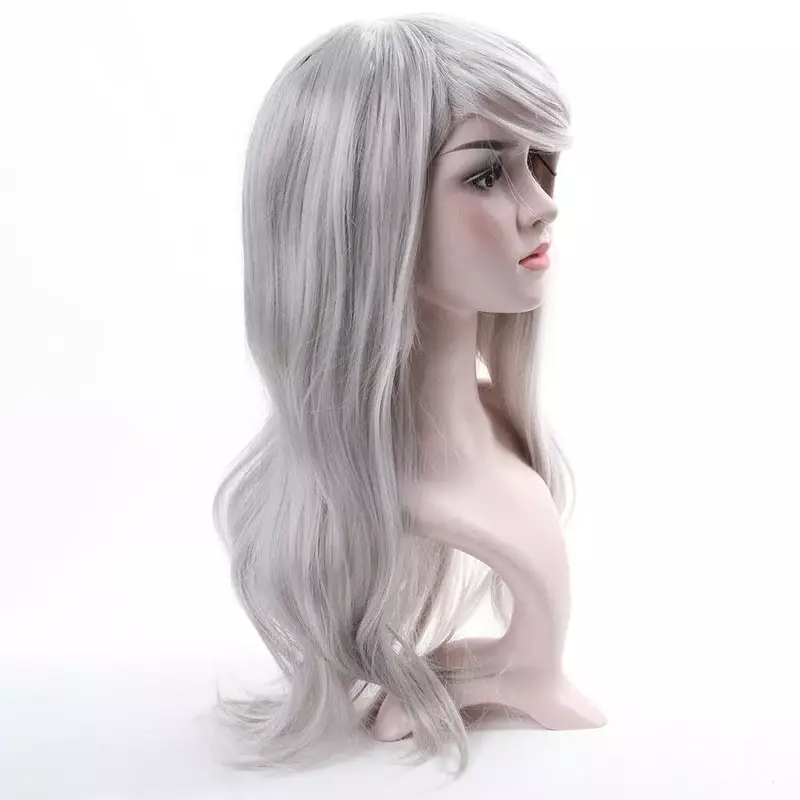 Women Straight Gray Wigs with Bangs for Cosplay Party Halloween