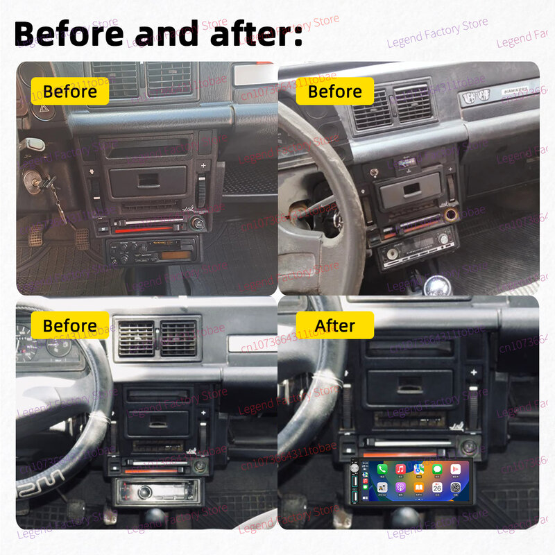Autoradio Android Carplay avec Écran de 1984 Pouces, Navigation GPS, WIFI, Stéréo, 1 DIN, Limitation pour Voiture, Cristaux C15 (2005-6.86)