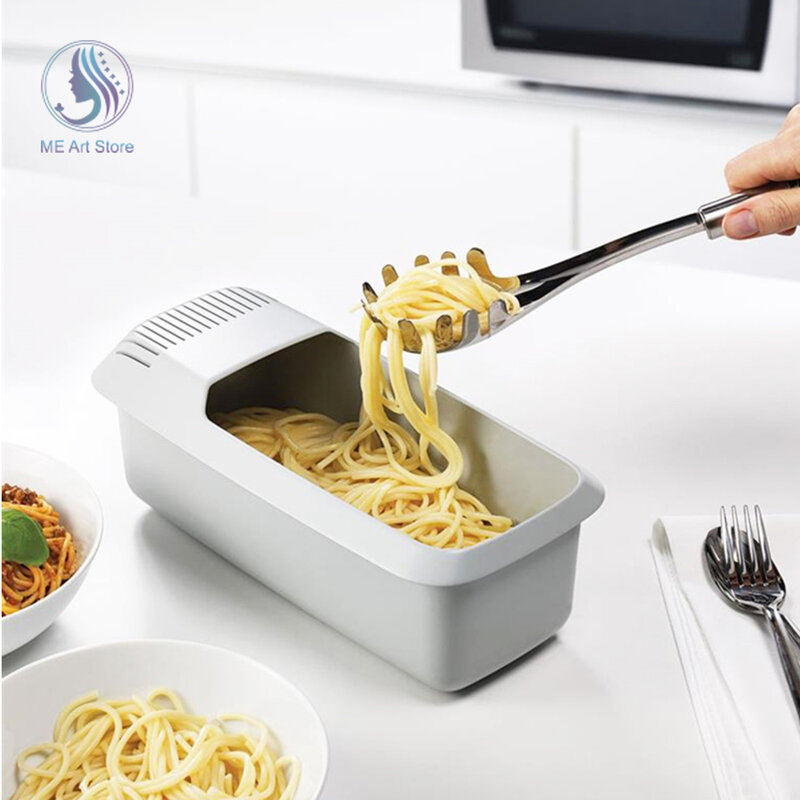 Alat kotak memasak mie, Microwave Pasta Cooker dengan saringan tahan panas Pasta perahu Steamer Spaghetti alat kotak memasak Mi Case pembuat Mi