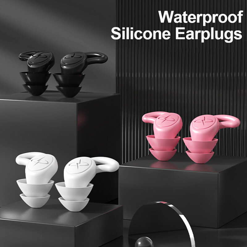 Tampões de ouvido de silicone macio para dormir, proteção contra ruídos, bloqueio de som reutilizável, viagem, natação