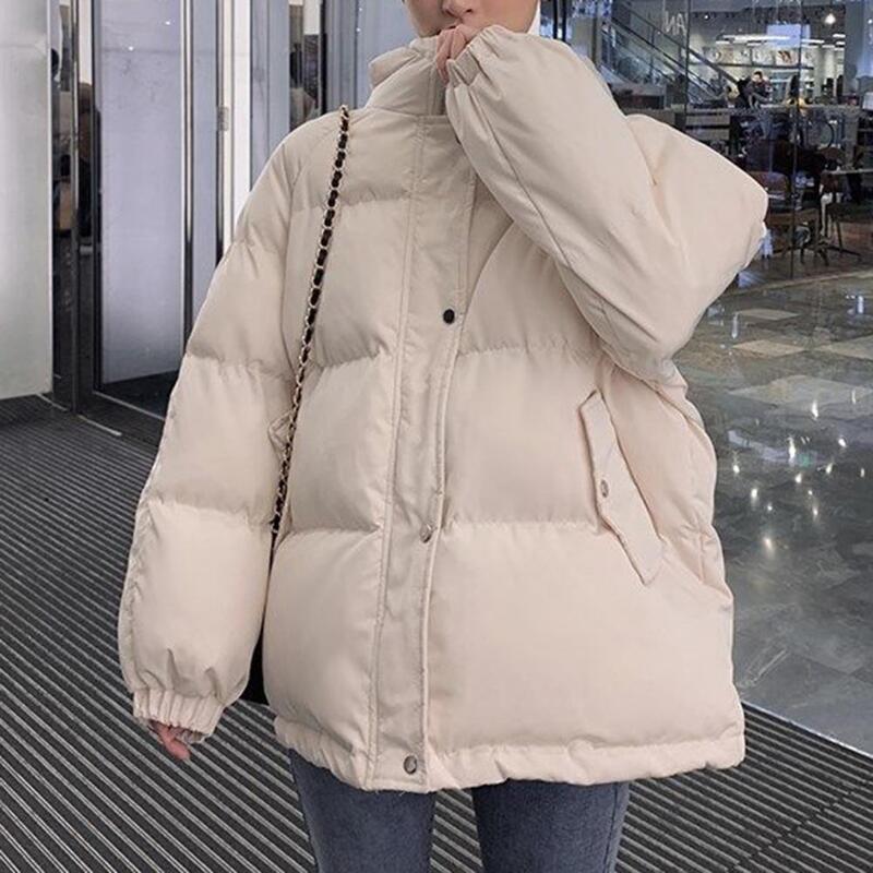 Chaqueta de invierno de manga larga para mujer, abrigo ligero con bolsillos grandes