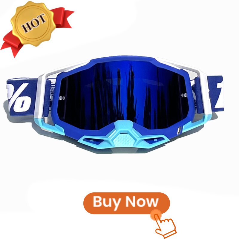 Occhiali da moto blu occhiali da Motocross di alta qualità occhiali da sole MTB MX ATV occhiali da ciclismo antivento in Silicone