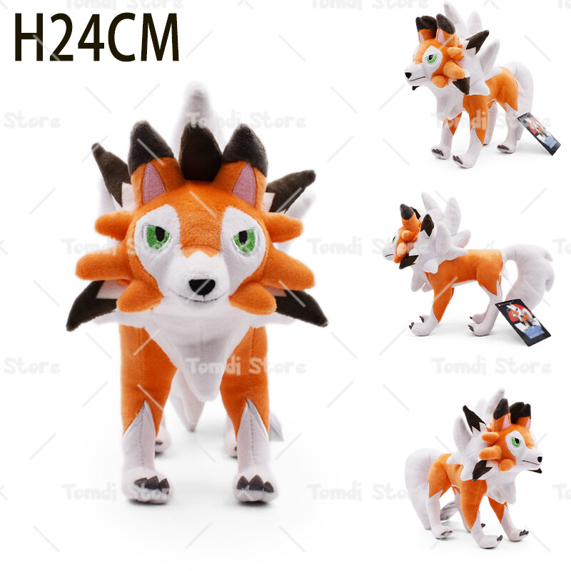 포켓몬 애니메이션 25-27cm Shiny Lycanroc 동물 Midnight Midday Lycanroc 늑대 인형 Peluche 부드러운 인형 장난감 인형 어린이 선물