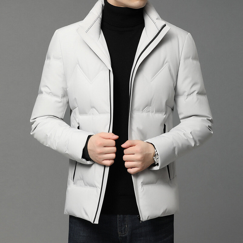 Pop-Chaqueta de plumón con capucha para hombre, chaqueta cálida de invierno con cremallera gruesa, acolchada, de alta calidad