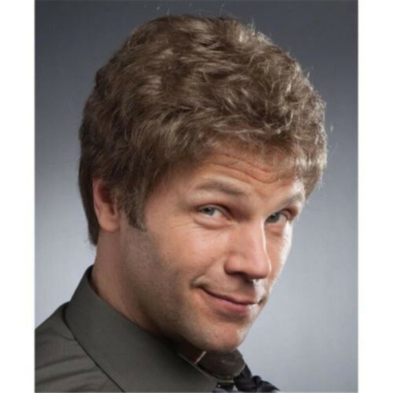 Middle-aged Men's Wig Short Brown Curly Hair Wigs Men Wig Wig Cap
