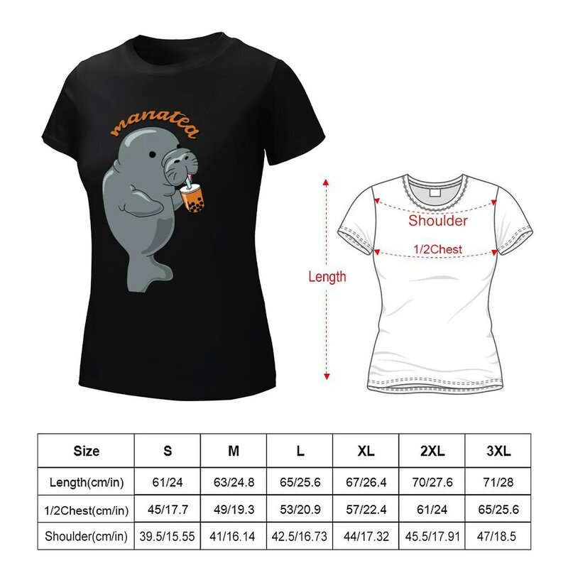 Manatea Boba 티셔츠, 여성 의류, 오버사이즈 플러스 사이즈 상의, 에스테틱 의류