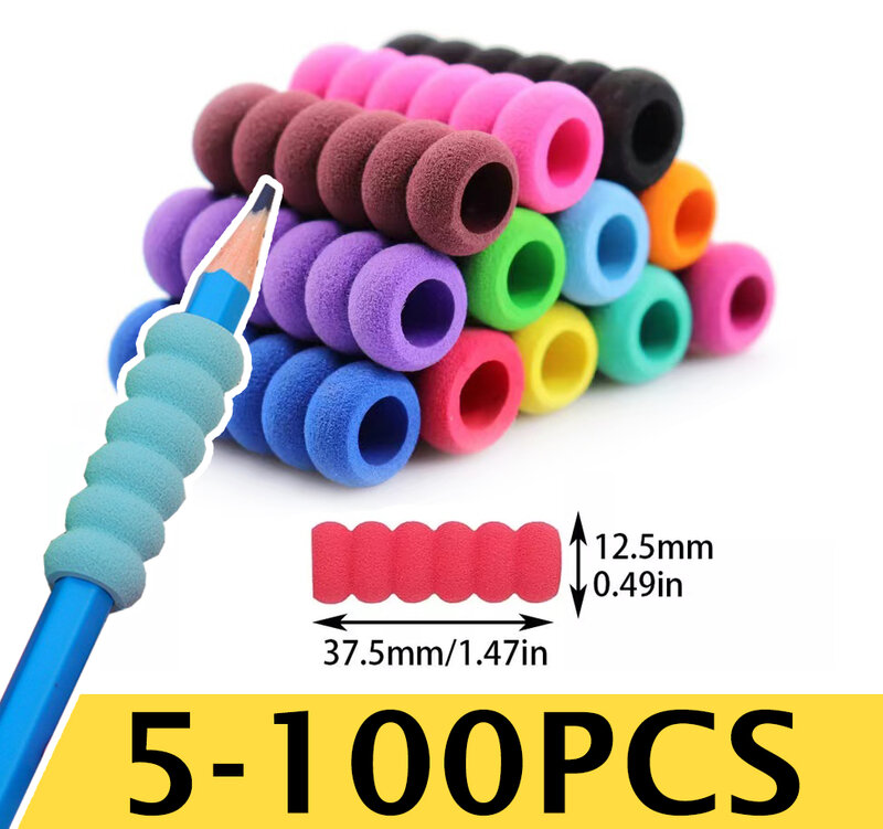 5-100 buah pensil anak busa lembut pemegang pena koreksi pena genggaman berlian lukisan pegangan bantal pensil warna acak