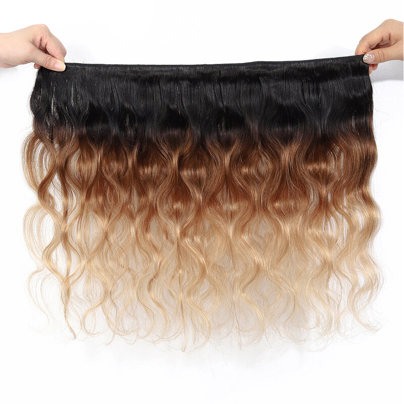 Onda colorida do corpo feixes de cabelo humano feixes tecer cabelo brasileiro ombre 100% extensão do cabelo humano remy tecer cabelo 1/2 peças