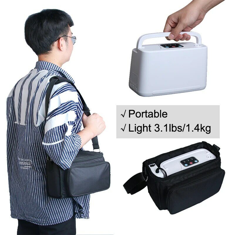 Concentratore di ossigeno portatile DORKA per uso in camera, viaggi e auto AC100-240V macchina per ossigeno all'aperto