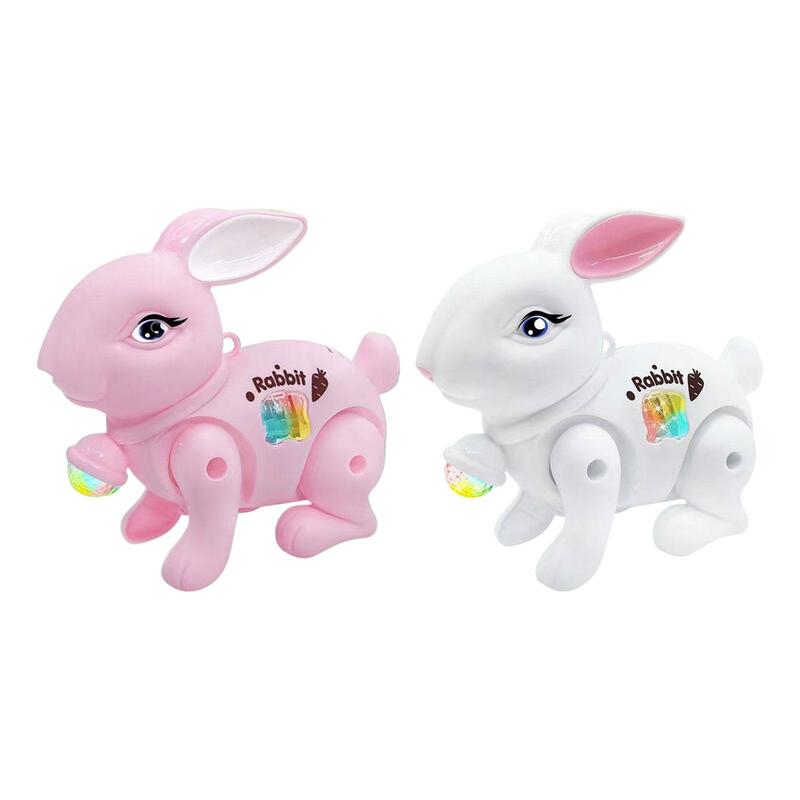 Light up Music Toy Early Learning Cartoon Sound Effect Jumping Bunny Toy for