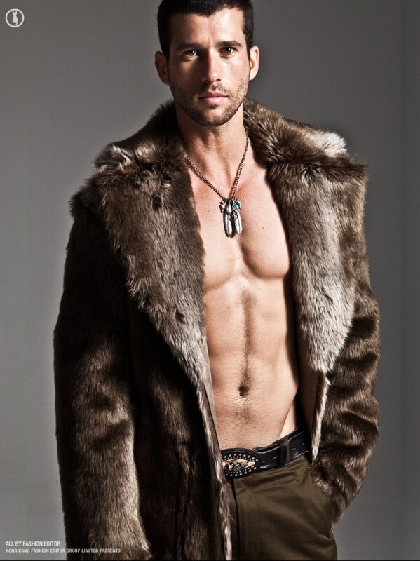 Abrigo largo de piel sintética para hombre, chaqueta de visón de imitación de zorro, venta al por mayor