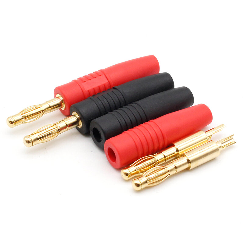 4pcs New 4mm Plugs Gold Plated Musical Speaker Cable Wire Pin Banana Plug Connectors