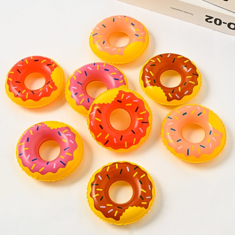 Mini anillos de natación inflables para niños, juguetes de juegos acuáticos, anillos de natación para niños, donuts, pequeño pato amarillo, juguete de patrón