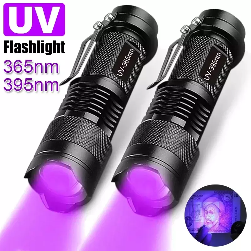 Torcia UV LED torcia a raggi ultravioletti Zoomable Mini luci ultravioletta 395/365nm lampada di ispezione strumenti per rilevatore di macchie di urina per animali domestici