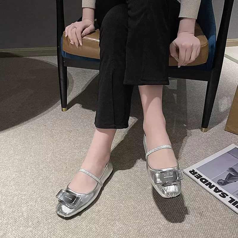 Модные женские туфли 2024, минималистичные туфли на плоской подошве с французским квадратным носком, новые модные и удобные туфли с низким вырезом