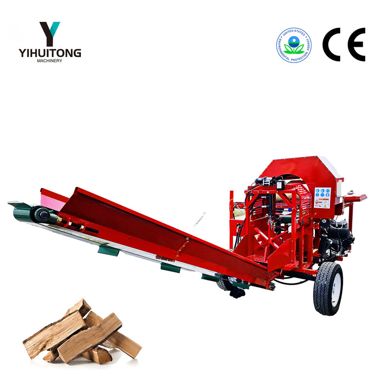 Procesador de leña de 35 toneladas, maquinaria agrícola, divisor de troncos hidráulico de madera con ruedas, posventa gratis