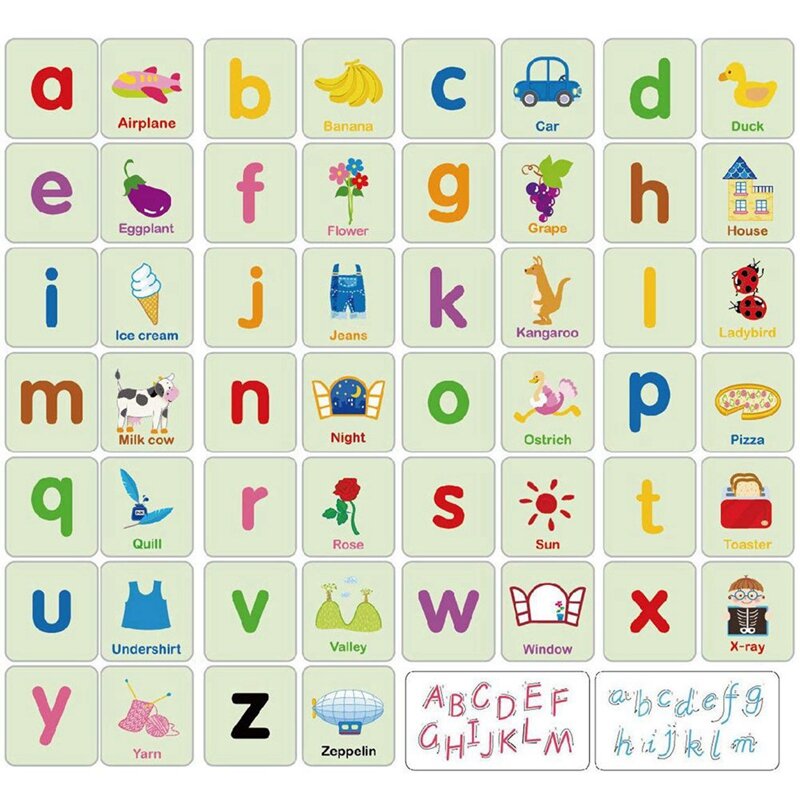 2X karty Puzzle alfabet do nauki fiszki, alfabet w mentalnym pudełku do przechowywania