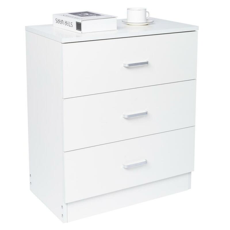 Set Of 2 Dresser 3-Tier Drawers Nightstand Organizer Storage Bedroom Cabinet