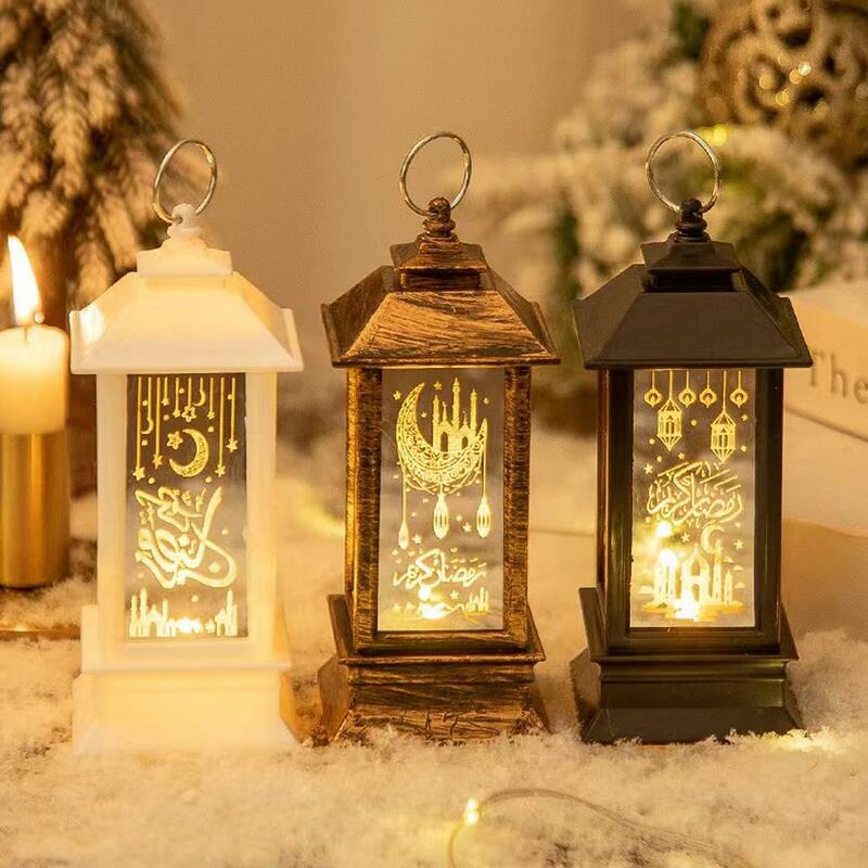 Eid Mubarak LED 랜턴, 라마단 램프, 전자 촛불 걸이 테이블 장식, 선물 장식, 이슬람 이슬람 축제 파티 장식