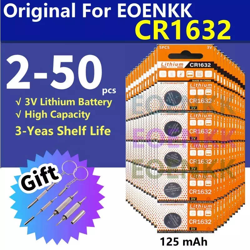 Cr1632リチウム電池、コイン電池、電子時計、おもちゃ、リモコン、3v、lm1632、br1632、ecr1632、cr 1632、2-50pcs