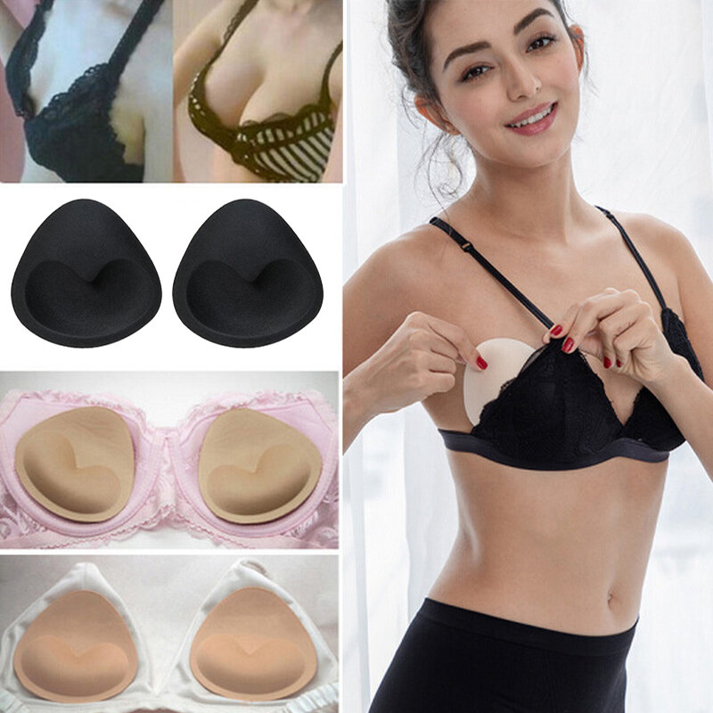 Thicken Sponge Bra Pads Push Up Breast Enhancer Removeable Bra Padding Inserts Cups For Swimsuit Bikini Padding Intimates