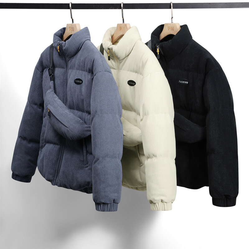 Unisex jesienno-zimowa ciepła parka + torby kurtka męska polar Casual parki odzież wierzchnia męskie kurtki płaszcze ubrania z torbami