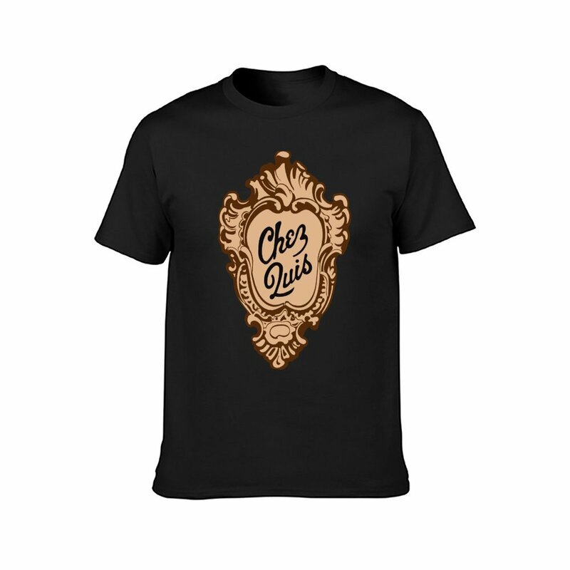 T-shirt barata do logotipo do restaurante do Quis para homens, tops esbranquiçados bonitos, como visto no dia de Ferris Bueller