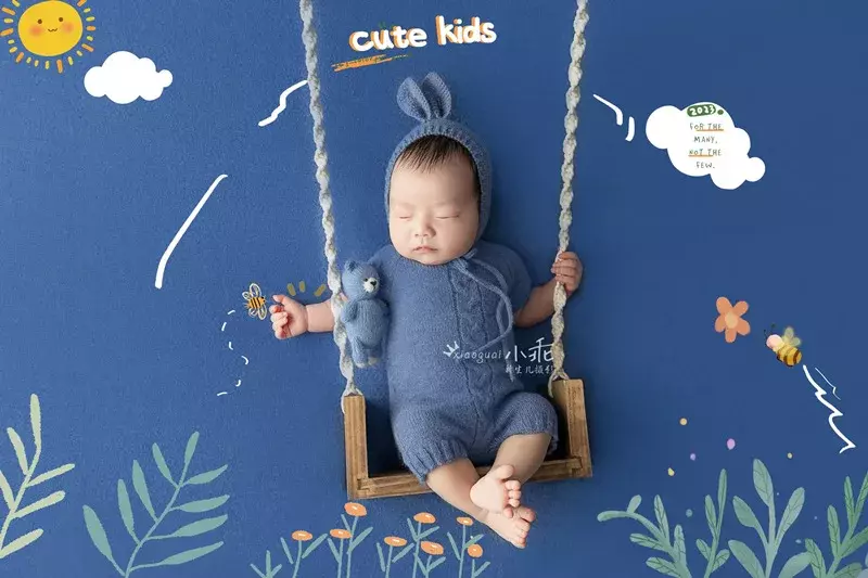 Newborn Photography Props Swing  Wooden Baby Furniture Infants Photo Shooting Prop Accessories