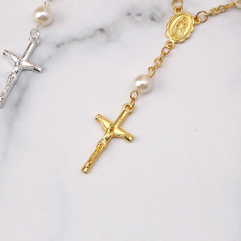 Cattolico per croce dito catena rosario dito battesimo rosari perle finte Brace