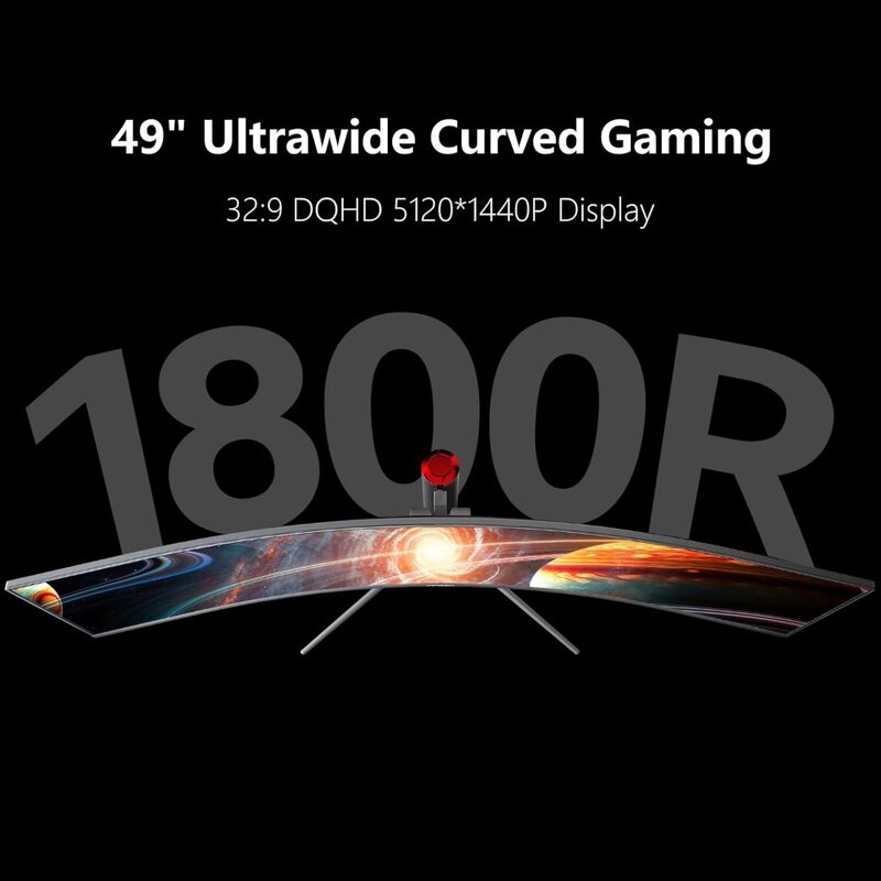 49" Curved Monitor Ultrawide Gaming 120Hz 32:9 QHD 5120 x 1440P Computer Monitor, R1800, 99% sRGB, HDR400, USB Type C