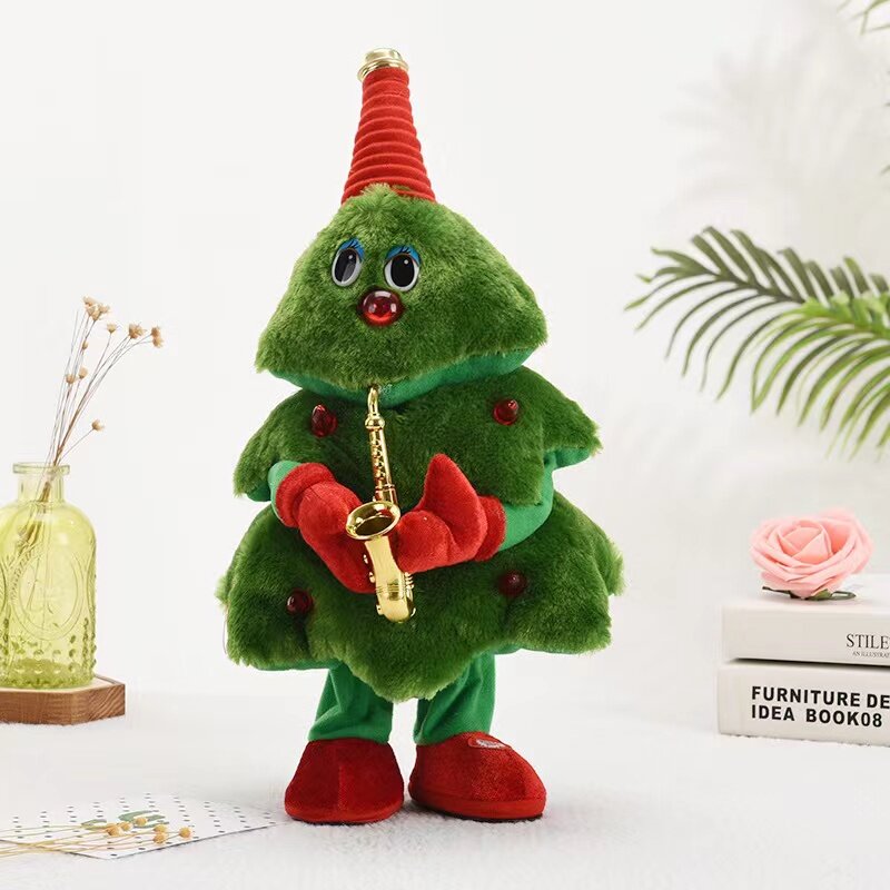Muñeco de peluche eléctrico de Papá Noel para niños, decoración de árbol de Navidad, Música Creativa, regalo de juguete, venta al por mayor