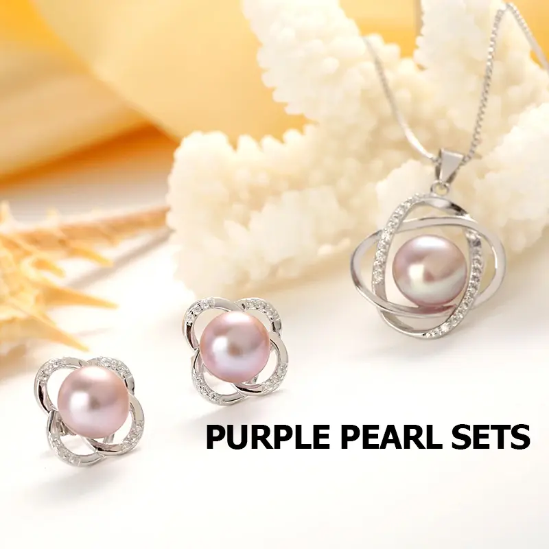 Top qualité à la mode croix 925 en argent Sterling ensembles de bijoux pendentif collier et boucle d'oreille grande perle pendentif boucles d'oreilles pour les femmes cadeau