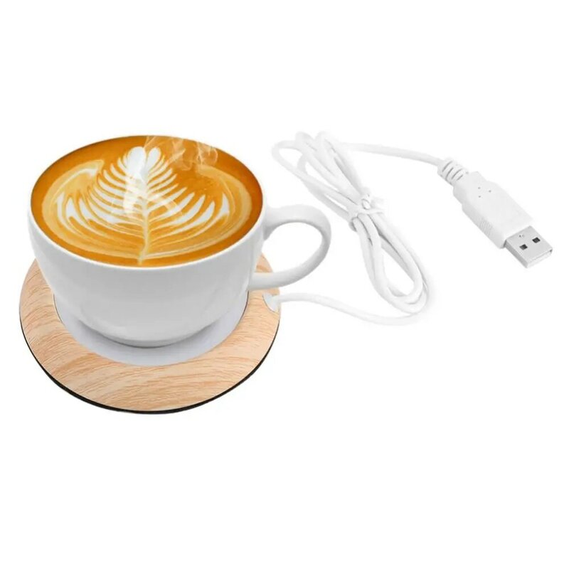 USB Cup Warmer Coaster New Wood Grain Warmer Coffee Mug Pad Milk Tea Heat Beverage Cup Table Mat
