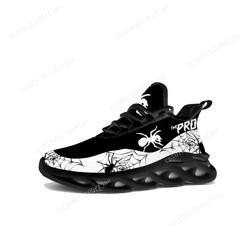 The Prodigy sepatu kets lari untuk pria wanita, sepatu Sneakers olahraga sol datar Pop Band Rock, sepatu kets jaring bertali warna hitam