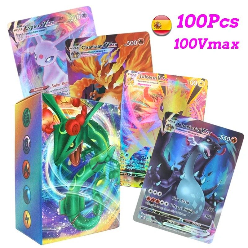 New English Spanish French Pokemon Cards Holographic EX Vstar Vmax GX Letter Rainbow Arceus Shiny Charizard Mewtwo Trading Cards