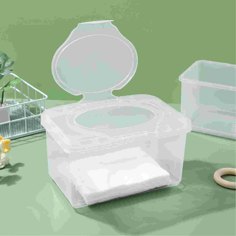 Transparente Baby Wipes Box com tampa, recipiente molhado, dispensador titular, pequeno, 3 pcs
