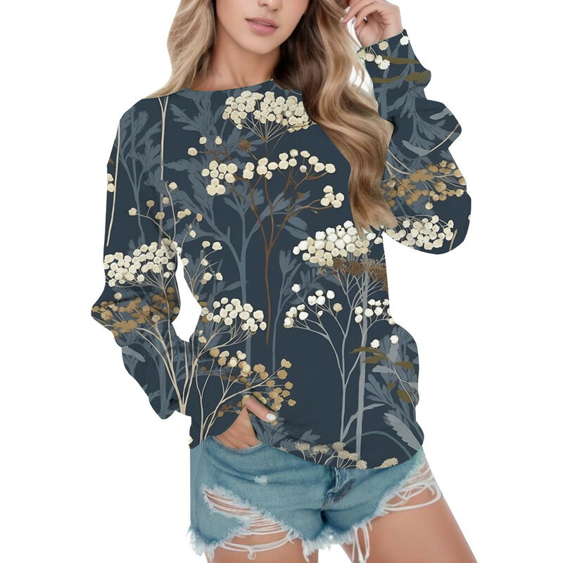 Vintage Floral Sweatshirt Women Fashion Hoodies Women Sweats Plant&Flower Hooded Clothes Spring Hooded Coats Girl Tops Y2k 2023