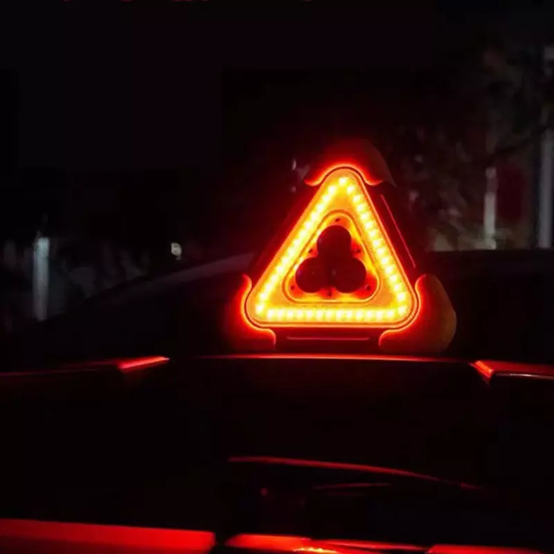 Auto Driehoek Waarschuwingslampje Draagbare Reflecterende Batterij Aangedreven Noodverkeersbord Herkenning Barricade Pech Alarm Lamp
