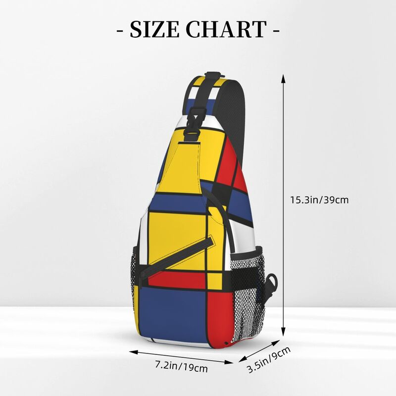 Mondrian borsa a tracolla geometrica petto tracolla zaino escursionismo viaggio zaini arte astratta borsa fresca