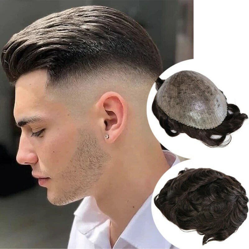Soft Hair Natural Hairline Human Hair Men 8x10 Toupee Thin Skin Men Capiliary Prothesis Hairpieces Replacement Systems Men