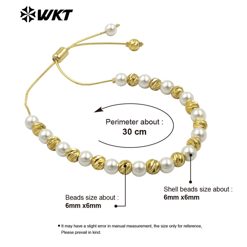 WT-JF352 WKT 2024 catena in ottone giallo di alta qualità nuovo Design bracciale con perline rotonde da donna per accessorio di gioielli regalo fai da te in vendita