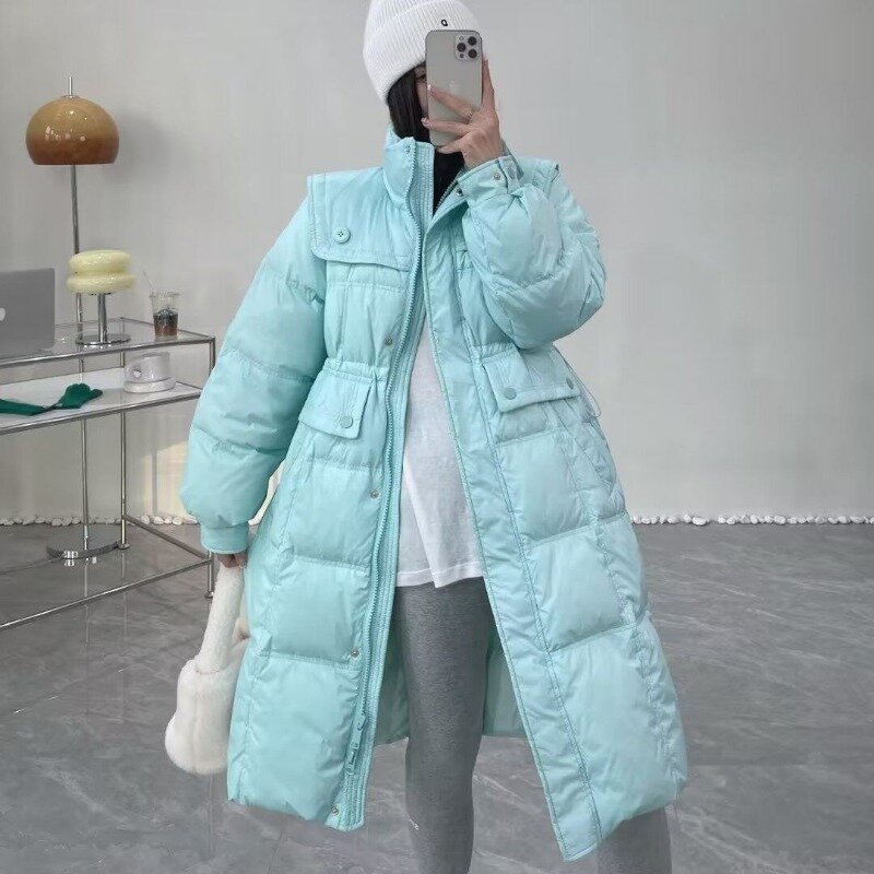 2023 여성용 다운 재킷 겨울 코트, 중간 길이 버전 파카, 루즈하고 두껍고 따뜻한 외투, 심플한 외투, 패션, 신상