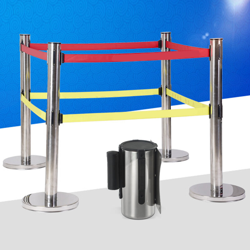 1pcs Stainless Stanchion Queue Retractable Tape Barrier Wall Mount Crowd Control 2m 3meter Length Tape Retail Tool Parts