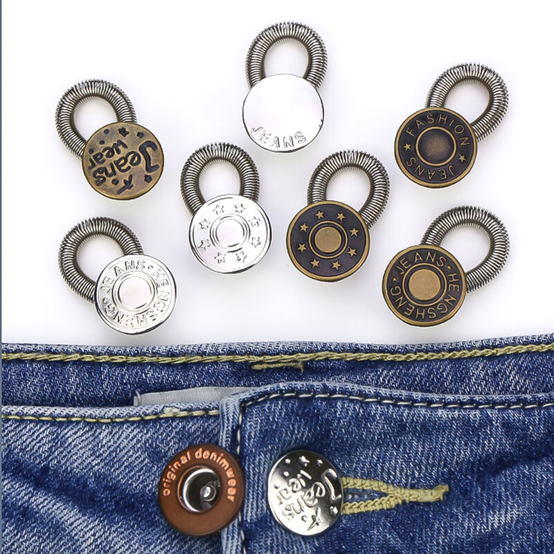 Prolongateur de bouton en métal magique pour pantalons et jeans, rallonge de taille rétractable réglable, couture gratuite, extenseur de ceinture à bouton