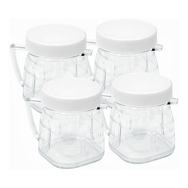 Mini 1-Cup Jar plástico transparente, substituição se encaixa para liquidificadores Oster, 4 pcs
