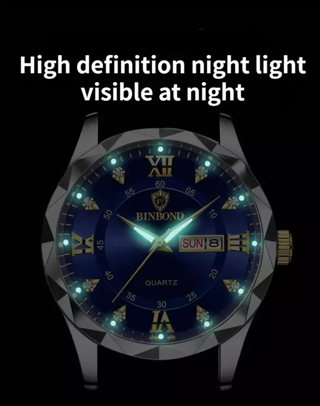 Мужские водонепроницаемые кварцевые часы с хронографом, из нержавеющей стали